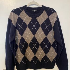 Uniqlo 100% Wool Women's Argyle Sweater Size M